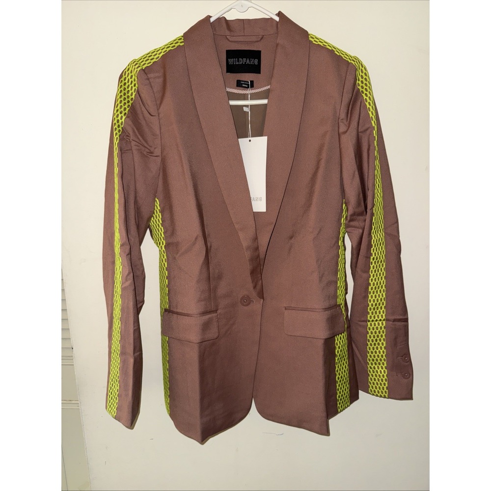 Wildfang Tux Jacket Blazer S Rose Neon Stripe Funky